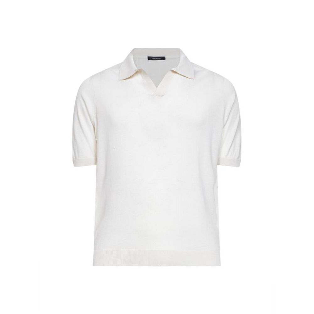 Tagliatore Men White Silk Knit Polo Shirt